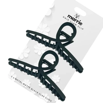Abbildung von Haarspangen Große Metall Haarklammern Starker Halt Vintage Haifischkralle Clips Klammer Haarschmuck für Frauen Mädchen Dünne Dicke Haare (Schwarz * 2)