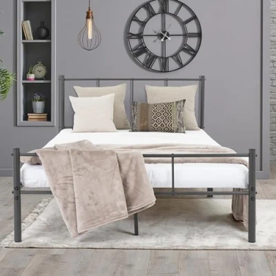 Abbildung von ML DESIGN Metallbett Bett mit Kopfteil und Lattenrost robust auf Stahlrahmen, Gästebett 120x200 cm Anthrazit leichte montage