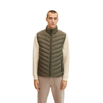 Abbildung von TOM TAILOR Herren Lightweight Stepptweste 1031473, 10415 Dusty Olive Green, S
