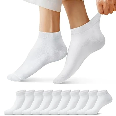 Abbildung von FALARY Sneaker Socken Damen Herren Sneakersocken Kurze 10 Paar Baumwolle Atmungsaktive Halbsocken Unisex, 39 42, 10x Weiß