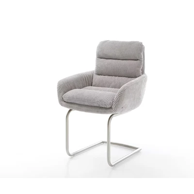 Abbildung von Schwingstuhl Abelia Flex mit Armlehnen Cord Silbergrau Freischwinger rund Edelstahl