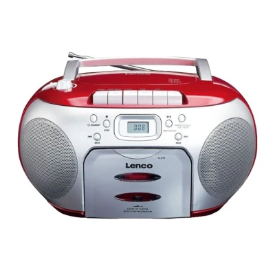 Abbildung von Lenco boombox scd 420 red tragbares stereo fm radio mit cd player und kassette A002469