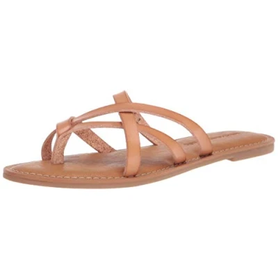 Abbildung von Amazon Essentials Damen Flache Riemchensandale zum Hineinschlüpfen, Hellbronze, 42 EU