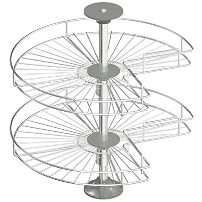Abbildung von Gedotec Dreiviertelkreis Drehbeschlag Schwenkbeschlag Küche Drehböden mit Tablarboden für Eckschrank Drehteller Unter Schrank 900 x mm 1 Komplett Set Drehauszug 2 Drehkorb Ø714mm