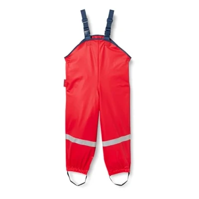 Abbildung von Playshoes Matschhose Regenlatzhose Ungefüttert Unisex Kinder Wind und wasserdichte Regenhose Regenbekleidung, rot, 86