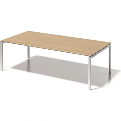 Abbildung von BISLEY Cito Chefarbeitsplatz/Konferenztisch, 740 mm höhenfixes U Gestell, Metall, Mp396 Dekor Ahorn, Gestell Verkehrsweiß, 120 x 240 85 cm