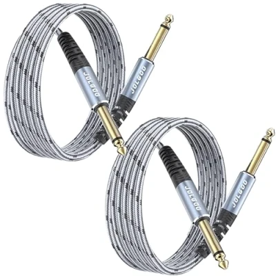 Abbildung von JOLGOO 1/4 Zoll Gitarren Instrumentenkabel 2 Stück, TS Gitarrenkabel, Viertel Kabel, für E Gitarre, Bass, Tastatur, Mixer, Verstärker, Lautsprecher, elektrische Mandoline, m