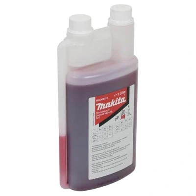 Abbildung von Makita 980008612 2 Takt Motoröl 1 Liter mit Dosierflasche, Hochleistungs Motoröl, teilsynthetisch, raucharm, Mischverhältnis 1:50