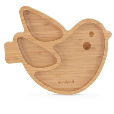 Abbildung von WOODEN PLATE CHICK, Babyteller aus FSC zertifiziertem Bambusholz, BLW geeignet, mit Einteilugen und Saugnapf