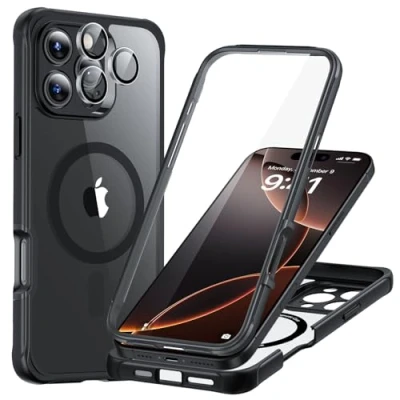 Abbildung von ESR für iPhone 16 Pro Max Hülle, Kompatibel mit MagSafe, 360 Grad Schutzhülle Stoßfest Militärnorm Magnetische Handyhülle Kameraschutz, Klares Schwarz