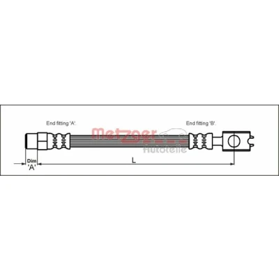 Abbildung von METZGER 4116226 Bremsschläuche 285 M10 x 1 AUDI: A8 D2