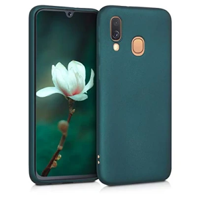 Abbildung von kwmobile Case kompatibel mit Samsung Galaxy A40 Hülle Schutzhülle aus Silikon metallisch schimmernd Handyhülle Metallic Petrol