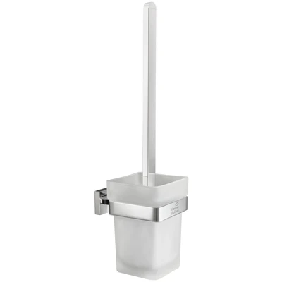 Abbildung von Kleine Wolke WC Garnitur &quot;Meo&quot;, aus Messing Edelstahl Glas, mit Wandhalterung