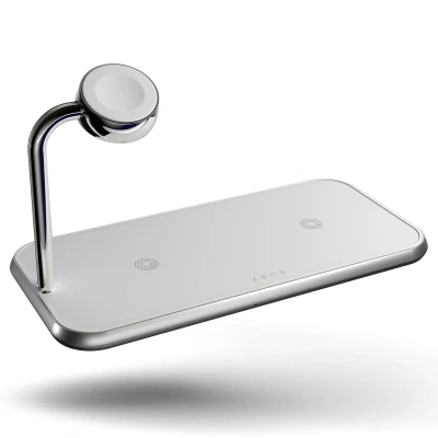 Abbildung von ZENS Dual &amp; Apple Watch Aluminium kabelloses Ladegerät 10 W in Weiß