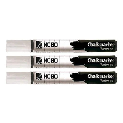 Abbildung von Nobo Kreidemarker Rundspitze 3 Stück weiß