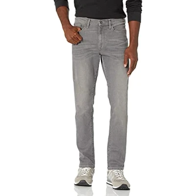 Abbildung von Amazon Essentials Herren Jeans aus Komfortablem Stretch, Schmale Passform (Früher Goodthreads), Grau, 33W / 34L