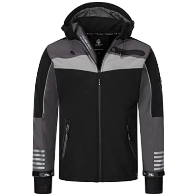 Abbildung von Rock Creek Herren Softshell Jacke Outdoor Windbreaker Übergangsjacke Anorak Kapuze Regenjacke Winterjacke Herrenjacke Jacket H 288 Schwarz M