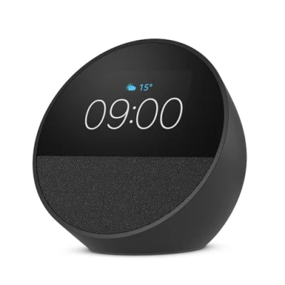 Abbildung von Der neue Amazon Echo Spot (2024), smarter Wecker mit sattem Klang und Alexa, Schwarz