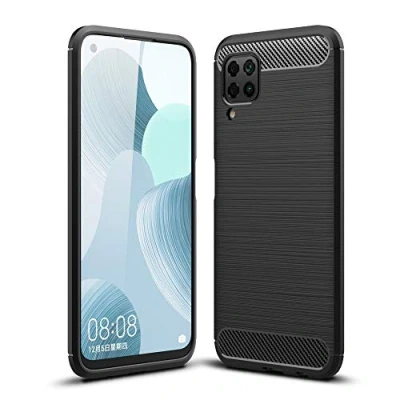 Abbildung von CoverKingz Handyhülle für Huawei P40 Lite Silikon Handy Hülle im Carbon Design Soft Case Phone Cover Schwarz