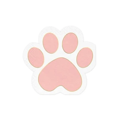 Abbildung von partydeco Papierserviette, Servietten Katzenpfoten 29x31cm 2 lagig 12 Stück Weiß / Rosa