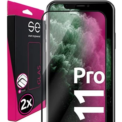 Abbildung von S.E. für iPhone 11 Pro Schutzglas aus Deutschland 100% Passgenau mit Installationshilfe, kompatibel Schutzfolie Folie 9H Härte HD Klar Glasfolie