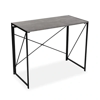 Abbildung von Versa Jack Schreibtisch für den Computer, Arbeitstisch Kompakter Tisch Büro, Klappbar, Maßnahmen (H x L B) 74 45 90 cm, Holz und Metall, Farbe: Grau