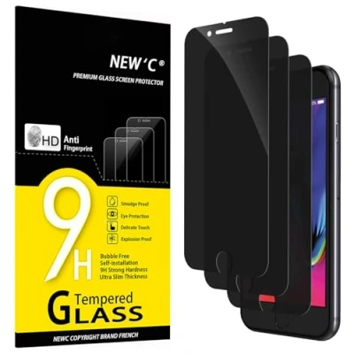 Abbildung von NEW&#039;C 3 Stück, Sichtschutz Panzer Schutz Glas für iPhone 8, 7, Verbesserter 28 Grad schutzwinkel, Ultra Haltbare 9H Härte, Blasenfrei