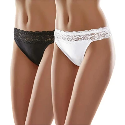 Abbildung von Merry Style Damen Slip MSGAB24 ((2Pack) Schwarz/Weiß, 38 (Herstellergröße: M))