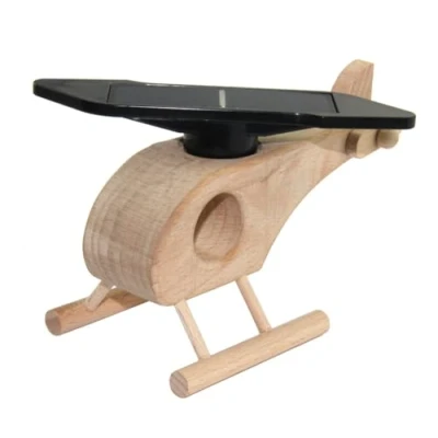 Abbildung von Solexpert Modell aus Massivholz Holzhubschrauber mit Solarrotor