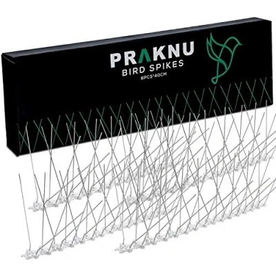 Abbildung von Praknu Taubenabwehr Spikes aus Edelstahl 4 Reihig 3,2 Meter Effektive Vogelabwehr für Dach, Balkon und Zäune 8 x 40 cm