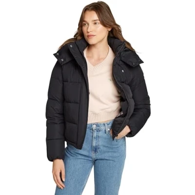 Abbildung von Calvin Klein Jeans Monologo Puffer Winterjacke, Damen, Größe: 3XL, Black