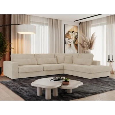 Abbildung von MKS MEBLE Ecksofa Sofa L Form Beige Cord, Wohnlandschaft Form, Couch Sofagarnitur Couchgarnitur Polsterecke, Breite: 316 cm Savona Cord Rechts