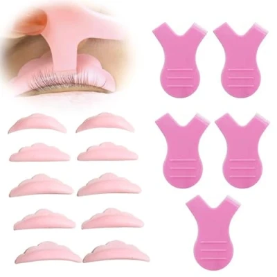 Abbildung von 50 Stück Wimpernkräuselungsassistenten Und 5 Y Förmige Wimpernbürsten, Wimpernkräuselungs Silikonpads, Wimpernhebepads, Wimpern Make Up Schönheitswerkzeuge