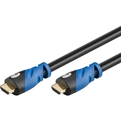 Abbildung von Goobay 72315 Premium HDMI High Speed Kabel mit Ethernet 4K, Ultra /Full HD, 3D, vergoldete Stecker 0,5 m schwarz