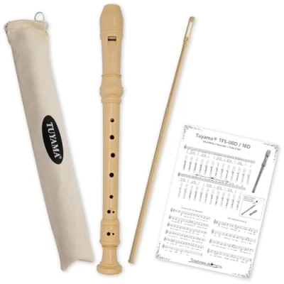 Abbildung von Tuyama® TFS 08D Blockflöte Deutsche Griffweise inkl. Grifftabelle und Notenbeispielen Nicht nur für Kinder Jugendliche Sopran Sopranblockflöte Starter Set