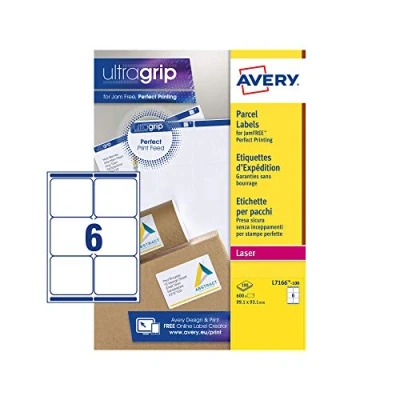 Abbildung von Versandetikett Avery Quickpeel 99.1x93.1 Weiß 100 Blätter 6 Etiketten pro Blatt