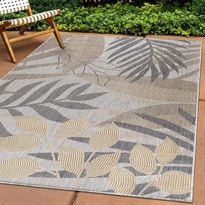 Abbildung von Carpettex Outdoorteppich Palmen Design, Rechteckig, Höhe: 5 mm, Teppich Design Flachgewebe Küchenteppich Balkon Terrasse