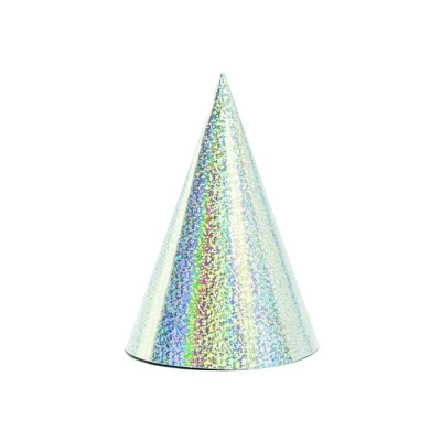 Abbildung von Partyhüte 16cm Hologramm Partyhut 6er Set Party Hütchen Silvester Hüte Kindergeburtstag Silber