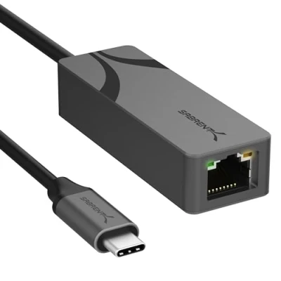 Abbildung von SABRENT USB C zu 2.5 Gbps Ethernet Adapter, Gigabit Aluminium Portable Adapter für MacBook Pro, Air, iPad Pro 2018 und Neuer (NT 25GA)