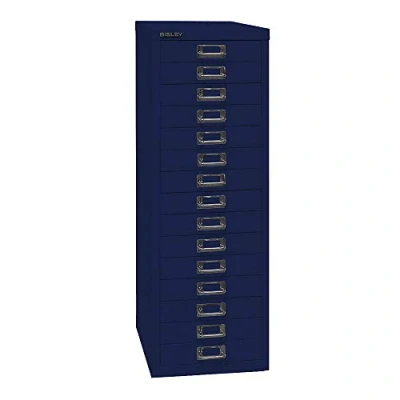 Abbildung von Bisley MultiDrawer, 39er Serie, DIN A4, 15 Schubladen, Metall, 639 Oxfordblau, 38 x 27.9 86 cm