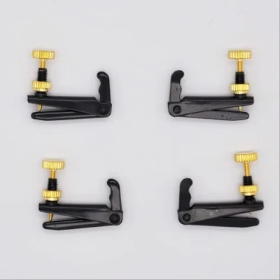 Abbildung von 4 Soundman Feinstimmer für 4/4 sowie 3/4 Geige Metall Saitenfeinstimmer Violino Set à Stück Traditionelles Design Schwarz