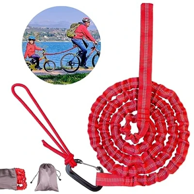 Abbildung von tallkeey Abschleppseil Fahrrad Kinder, Abschleppgurt Elastisch für Kinder Bungee Eltern Kind Zugseil Schwarz Bike Traktionsseil, Tragfähigkeit 500 lbs