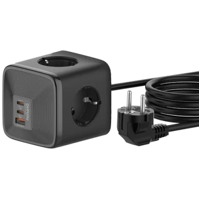 Abbildung von OUFUYU Steckdosenwürfel USB C Steckdosenleiste 4 Fach Steckdose 4000W mit 2 1 A 30W Ladegerät,Schnellladegerät für MacBook, iPad, iPhone 16/15/14/13, Galaxy S24, Zuhause, Büro 1,5m Kabel