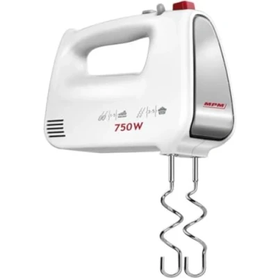 Abbildung von MPM Handmixer MMR 19/B 5 Geschwindigkeitsstufen 750 W Turbo Funktion Zwei Rührbesenarten Sicherheitsschutz Weiß