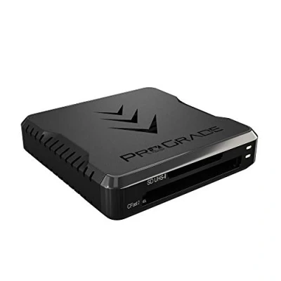 Abbildung von CFast und SD UHS II Speicherkartenleser mit Zwei Steckplätzen von ProGrade Digital USB 3.2 Gen 2 für professionelle Filmemacher, Fotografen Content Ersteller