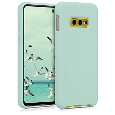 Abbildung von kwmobile Hülle kompatibel mit Samsung Galaxy S10e Silikon Handy Case Handyhülle weiche Oberfläche kabelloses Laden Mintgrün matt