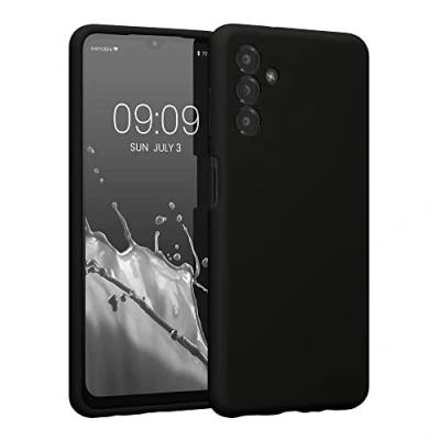 Abbildung von kwmobile Handyhülle kompatibel mit Samsung Galaxy A13 5G Hülle gummierte Handy Case aus Silikon in Schwarz