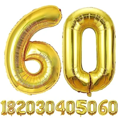 Abbildung von luftballon 60 jahre Gold ballons 40&quot; 101cm Geburtstagsdeko Folienballon Zahl Deko zum Geburtstag fliegt mit Helium für Männer Frauen Geburtstagsparty Jubiläum