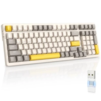 Abbildung von MAGIC REFINER RK96 Kabellose Mechanische Gaming Tastatur, Dual Mode 2.4G Wireless/Bluetooth, Apex Pro TKL Tastatur Hot Swap fähiger Roter Schalter mit 2 in 1 Empfänger für PC/Mac/Tablette/QWERTY US