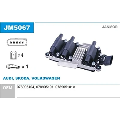 Abbildung von JANMOR JM5067 Zündspule AUDI: A4 B5 Limousine, A6 C5 Avant, VOLKSWAGEN: Passat Variant, GP Limousine